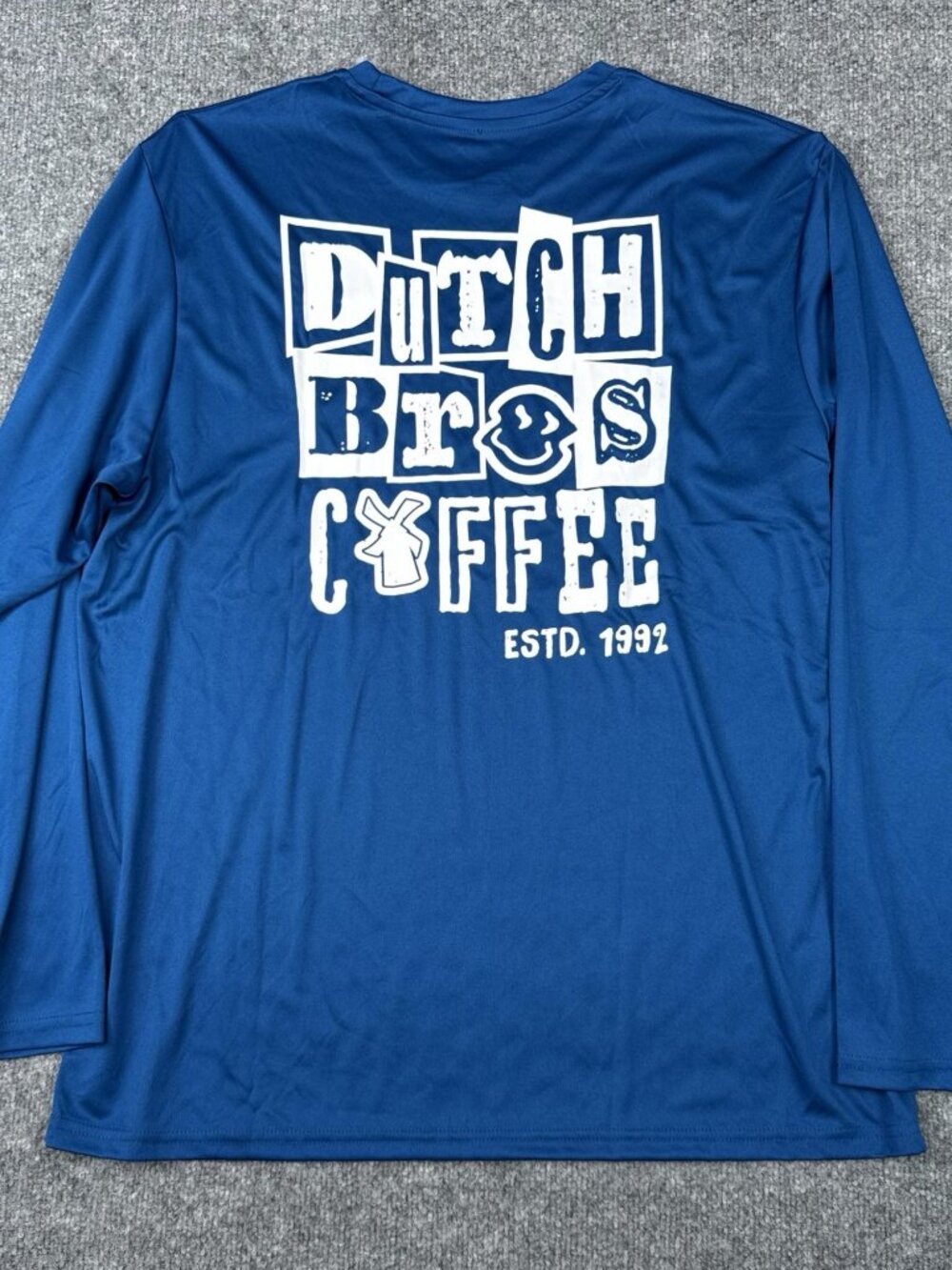 Dutch Bros Coffee Long Sleeve Shirt XL Blue Dri-Fit Windmill Graphic Polyester